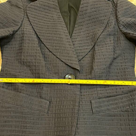 Charles Chang-Lima Women’s 6 Black Navy Blazer | Textured Cotton Wool, USA - Picture 7 of 12